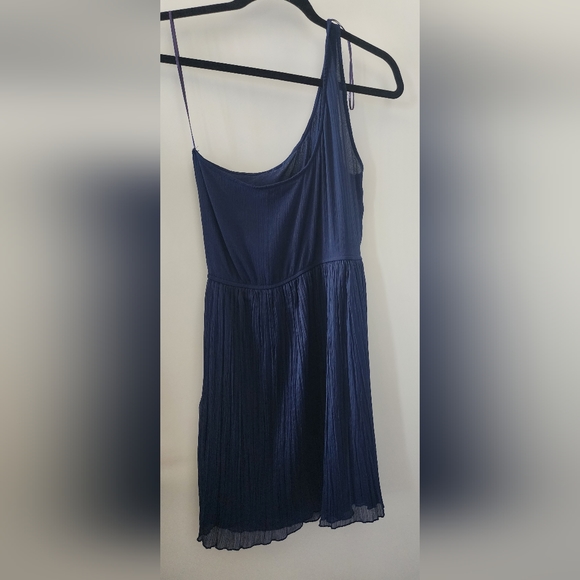 4/$45 - Zara Trafaluc Collection one shoulder navy blue dress size L - Picture 2 of 3
